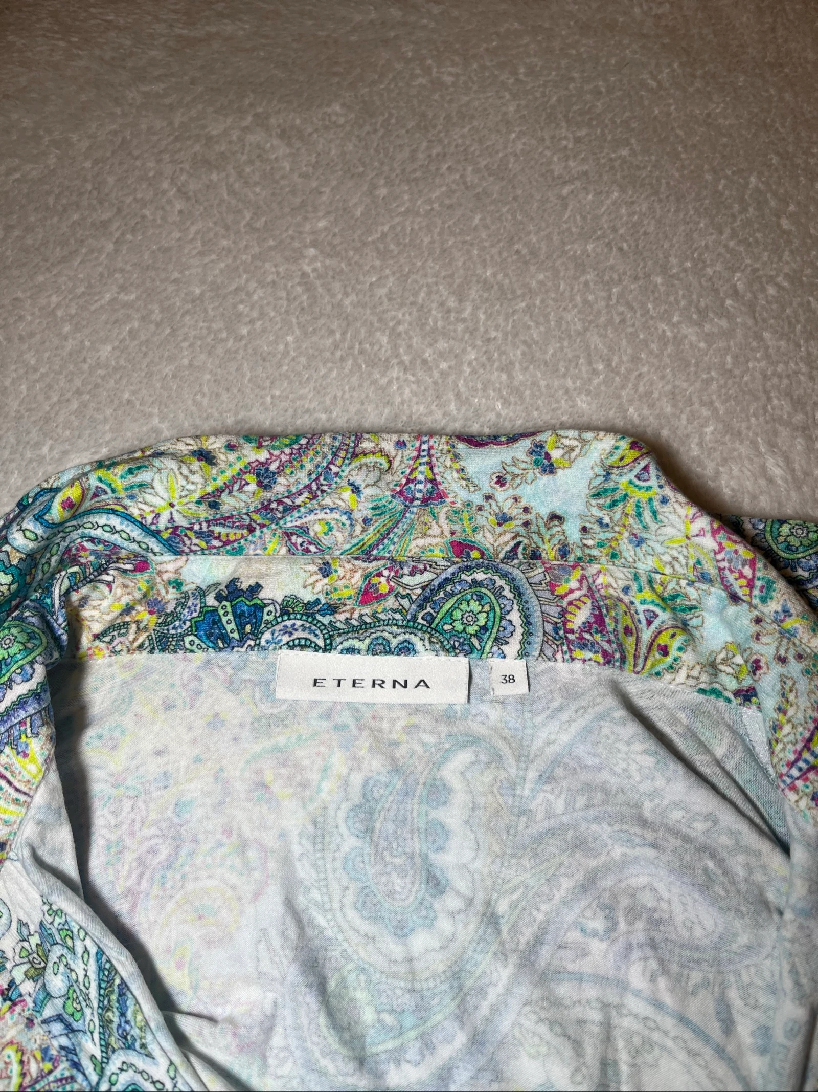 Casual short-sleeved Eterna top with multicolored paisley pattern – photo 5